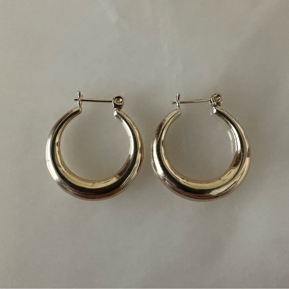 14k Solid Gold Polished Hoop Earrings - Picture 7 of 13